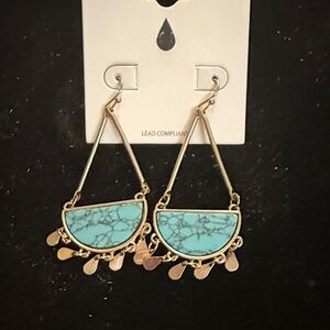 Gold and Turquoise Dangle Earrings
